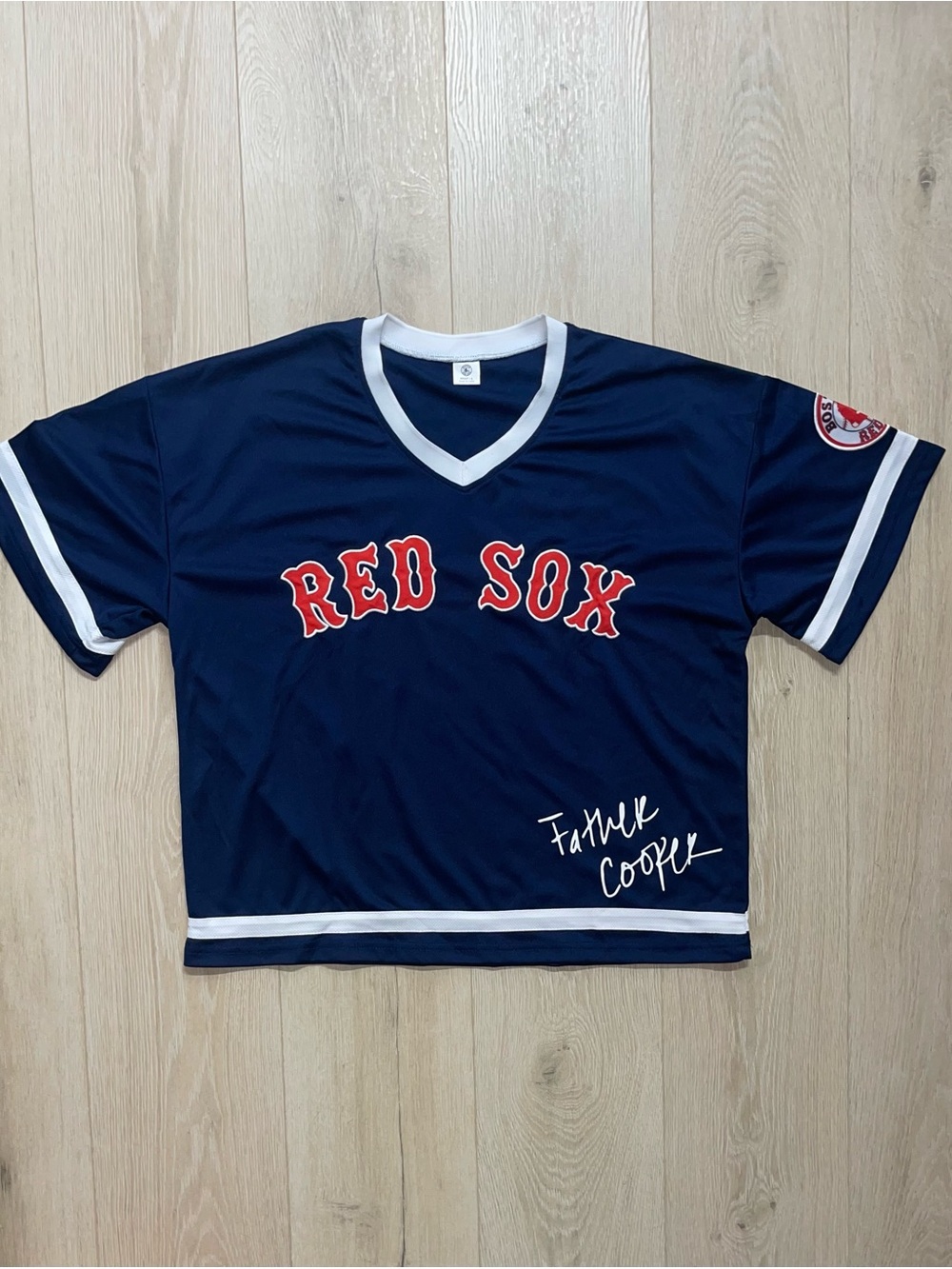 Boston Red Sox Unwell Alex Cooper Father Cooper Jersey Top Navy Cropped MLB